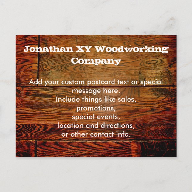 Faux Oiled Wood Plank Personalised Custom Postcard (Front)