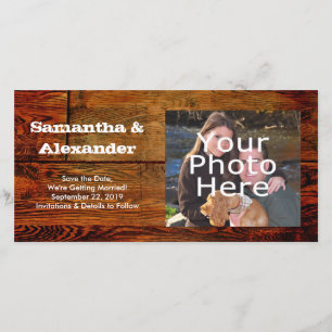 Faux Oiled Wood Plank Personalised Custom Save The Date