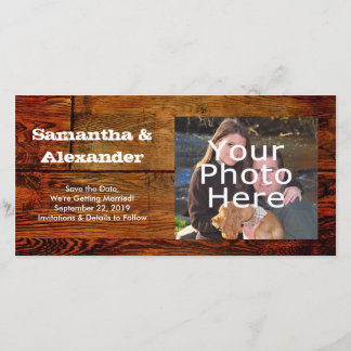Faux Oiled Wood Plank Personalised Custom Save The Date