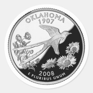 Faux Oklahoma State Quarter Classic Round Sticker