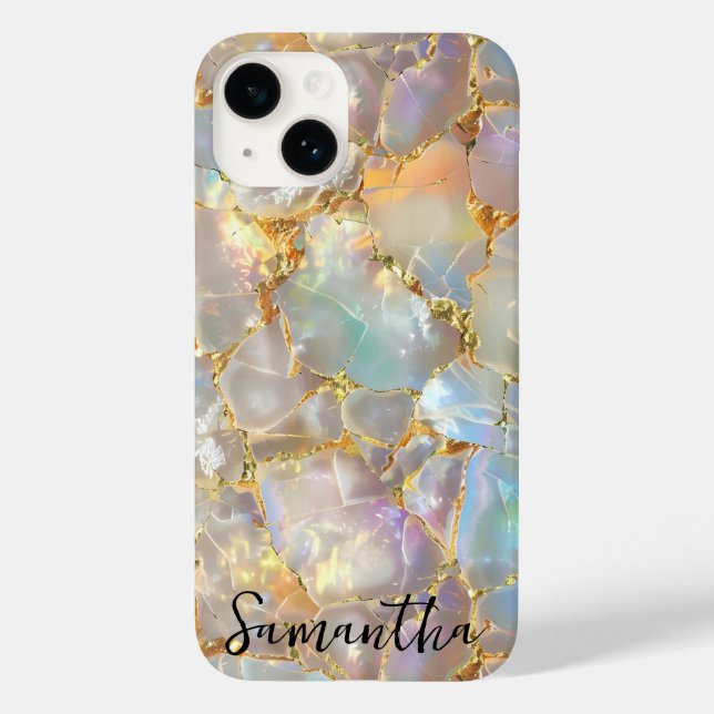 Faux Opal Gemstone Mineral Gold Stone Modern Case-Mate iPhone Case (Back)