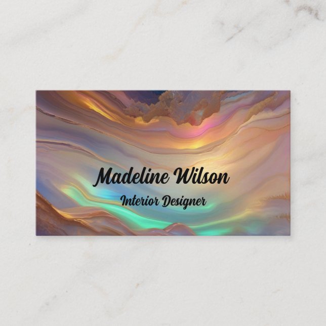 Faux Opal Stone Logo Business Card (Front)