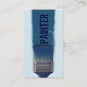 Faux paint brush trace cover blue monotone business card