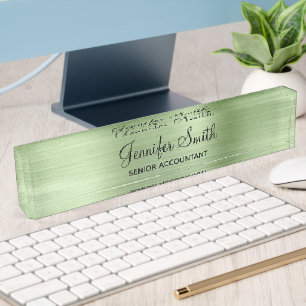 Faux Pale Mint Green Foil with Job Title Nameplate