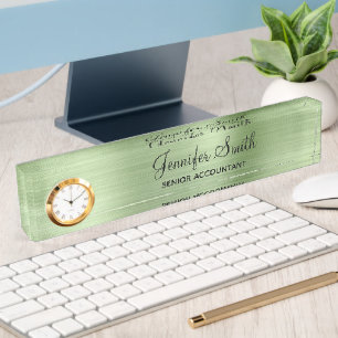Faux Pale Mint Green Foil with Job Title Nameplate
