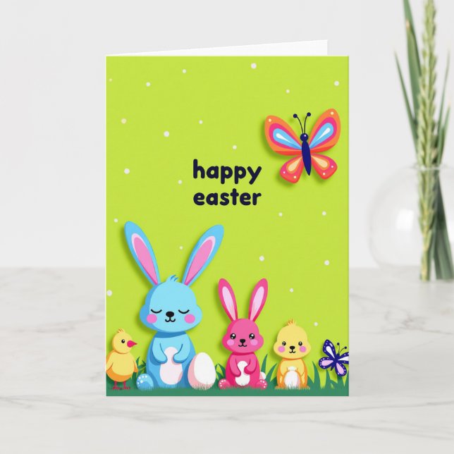 Faux Paper Easter Friends Card (Front)