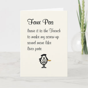 Faux Pas, A Funny Apology Poem Card