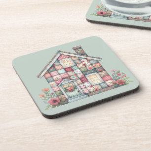 Faux Patchwork Cottagecore Floral House Coaster