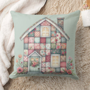 Faux Patchwork Cottagecore Floral House Cushion