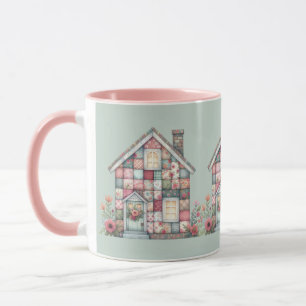 Faux Patchwork Cottagecore Floral House Mug