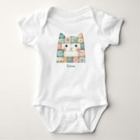 Faux Patchwork Pastel Cottage Kitty Face