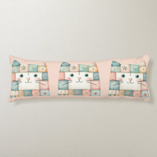 Faux Patchwork Pastel Kitty Cottage Body Cushion
