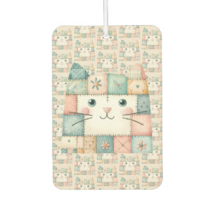 Faux Patchwork Pastel Kitty Cottage Car Air Freshener