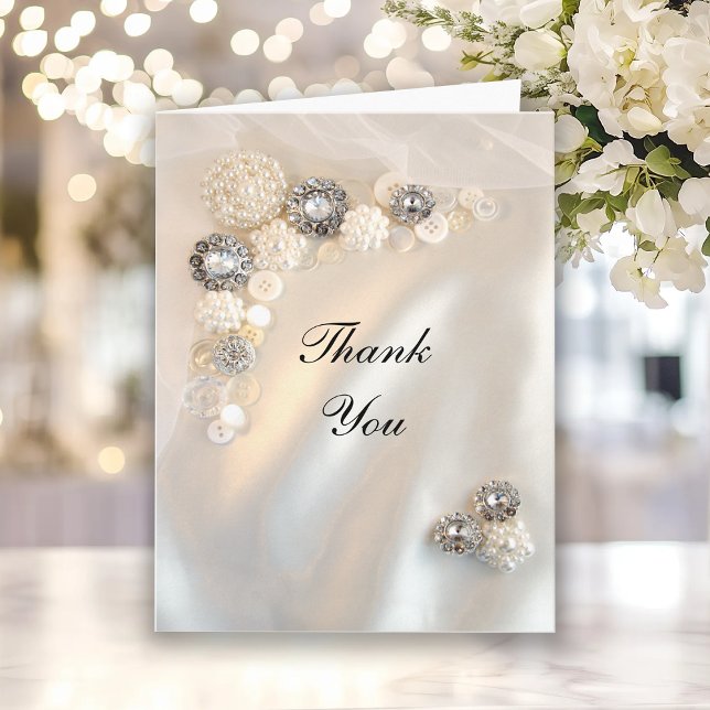 Faux Pearl and Diamond Buttons Thank You Vertical (Creator Uploaded)