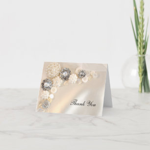 Faux Pearl Diamond Button Bridesmaid Thank You Card