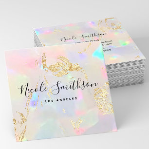 faux pearlescence and FAUX gold foil details Squar Square Business Card