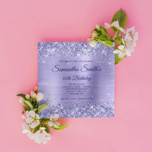 Faux Periwinkle Glitter and Foil 40th Birthday Invitation