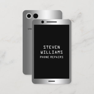 Faux phone looks metallic  business card