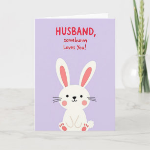 Faux Pink Bunny Husband Card