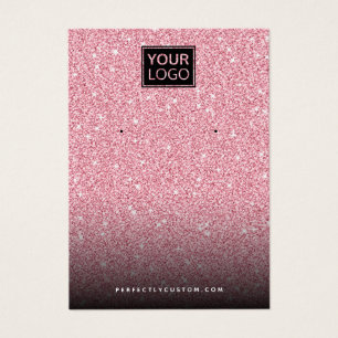 Faux pink glitter custom logo earring display card