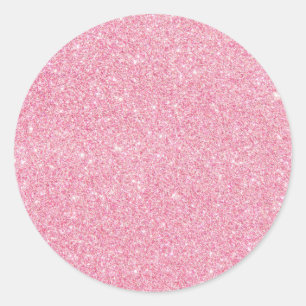 Faux Pink Glitter Custom Trendy Classic Round Sticker