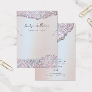 Faux pink glitter foil necklace display card