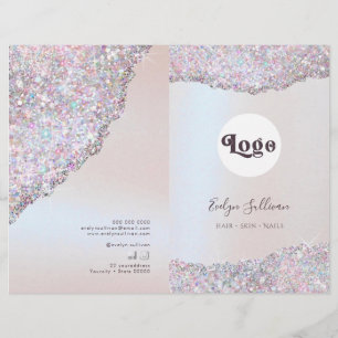 Faux pink glitter foil service menu brochure