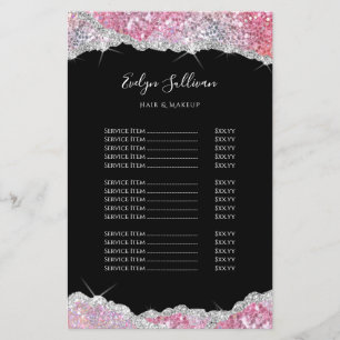 Faux pink glitter price list flyer
