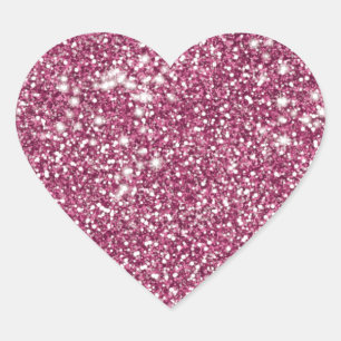 Faux Pink Glitter Texture Look-like Graphic Heart Sticker