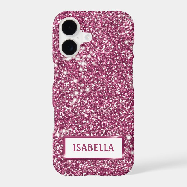 Faux Pink Glitter Texture Look With Custom Name (Back)