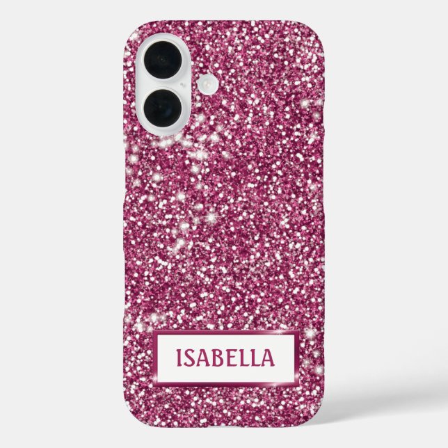 Faux Pink Glitter Texture Look With Custom Name Case-Mate iPhone Case (Back)