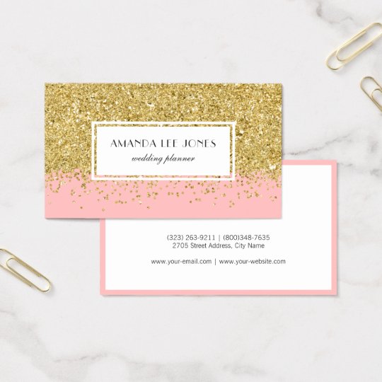 Faux Pink & Gold Glitter Ombre Business Card