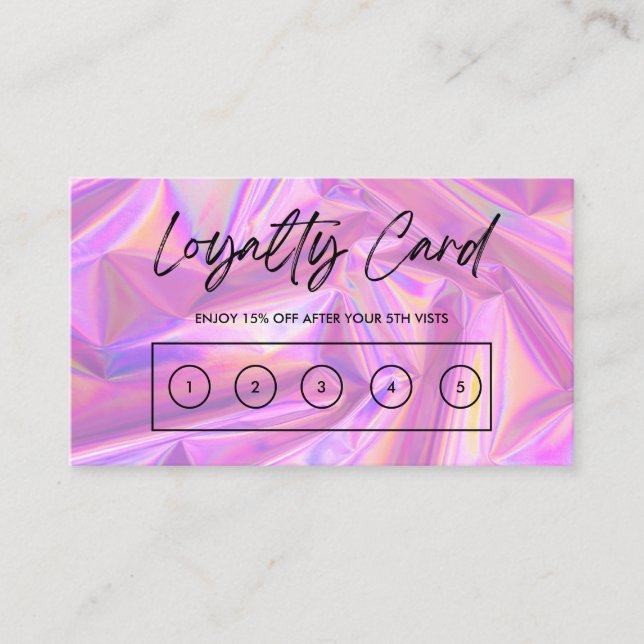 Faux Pink Holographic Custom Loyalty Card (Front)