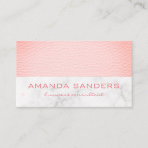 Faux Pink Leather Marble Trim Business Card