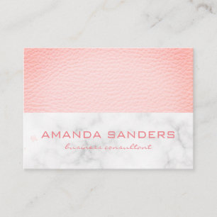 Faux Pink Leather Marble Trim Business Card