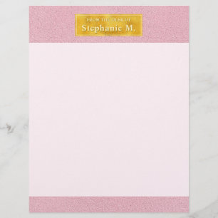 Faux Pink Leather Texture With Gold Foil And Text Custom Letterhead