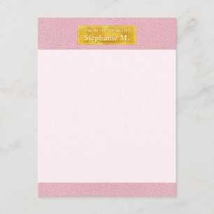 Faux Pink Leather Texture With Gold Foil Banner Card