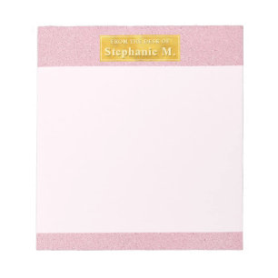 Faux Pink Leather Texture With Gold Foil Banner Notepad