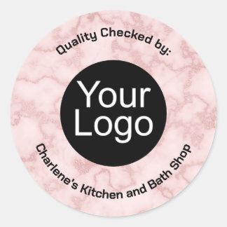 Faux Pink Marble Classic Round Sticker