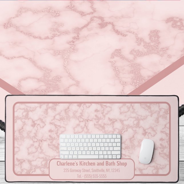 Faux Pink Marble for her Desk Mat (Faux Pink Marble for her Desk Mat by Office Accessories Shop)