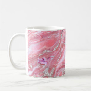 Faux Pink Marble Texture With Silver Glitter Coffee Mug