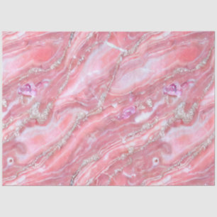 Faux Pink Marble Texture With Silver Glitter  Tissue Paper
