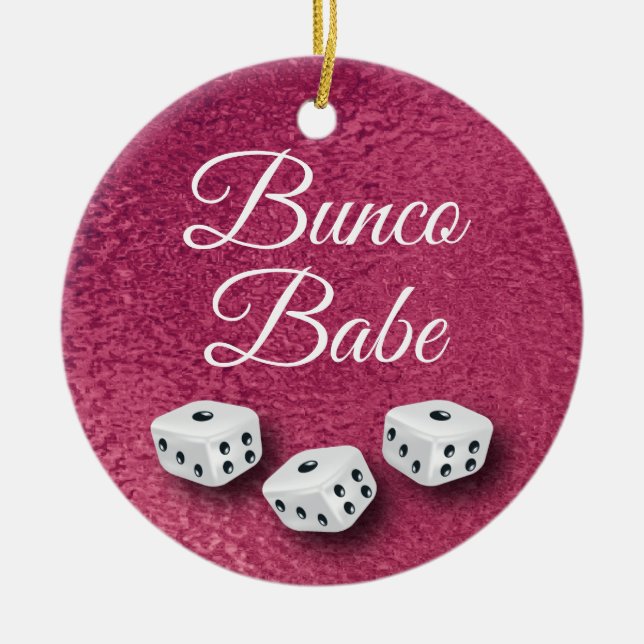 Faux Pink Metal Chic and Elegant Bunco Dice Ceramic Tree Decoration (Front)