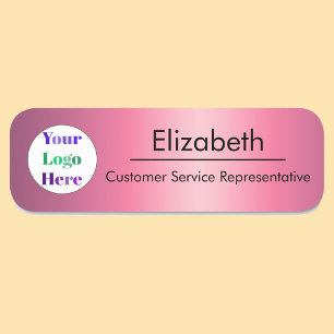Faux Pink Metal Company Branded Your Logo Here Name Tag