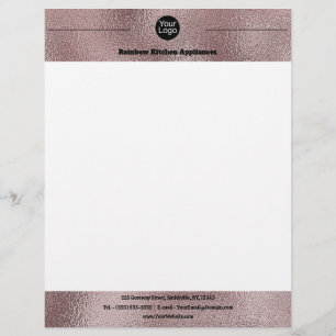Faux Pink Metallic Custom Letterhead