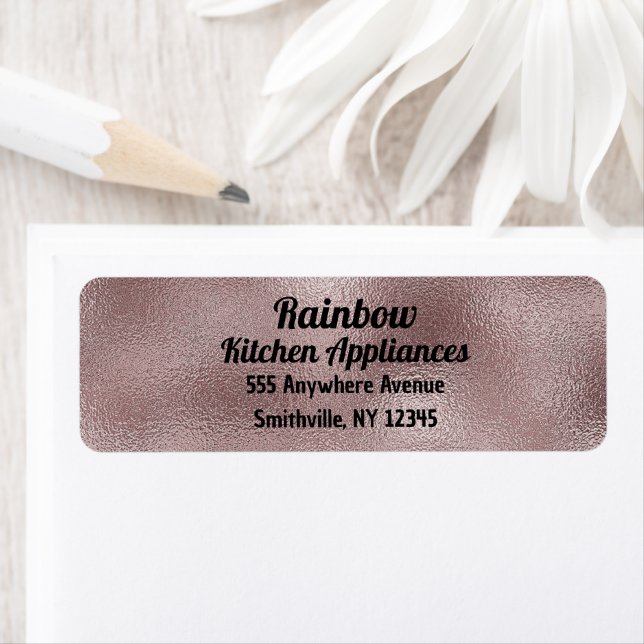 Faux Pink Metallic Return Address Label (Insitu)