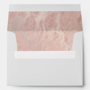 Faux Pink Rose Gold Foil Marble Wedding Envelope