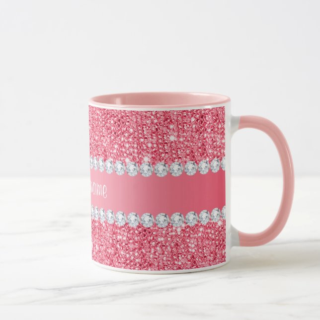 Faux Pink Sequins and Diamonds Mug (Right)
