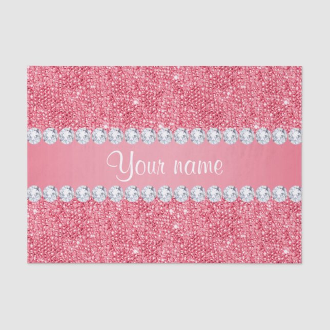 Faux Pink Sequins and Diamonds Tissue Paper (Front)