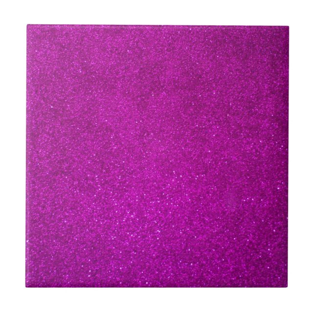 Faux pink sparkly glitter custom print square tile (Front)